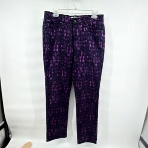 Levi's Mid Rise Skinny Jeans Womens 10M W30‎ L32 Purple Black Abstract Print